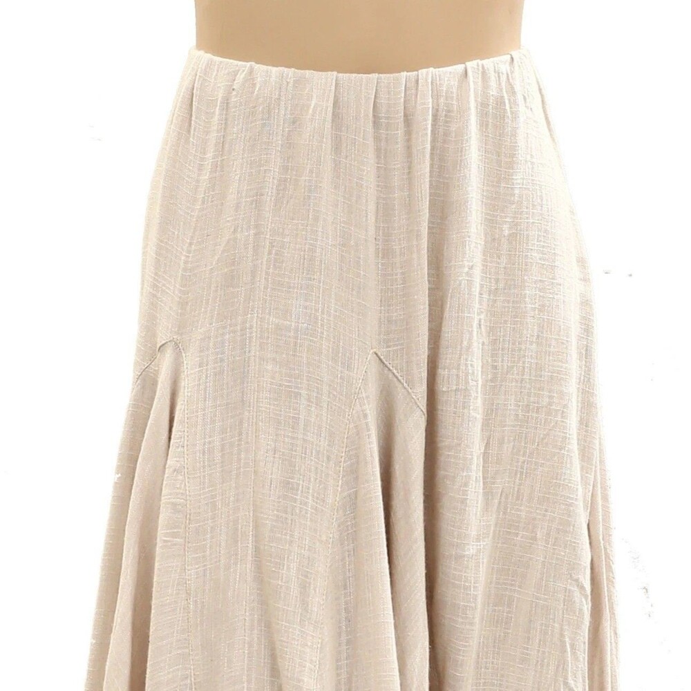 Free People Madras That Solid Linen Maxi Skirt A Line Godet Mid Rise M 285051 - Picture 6 of 8